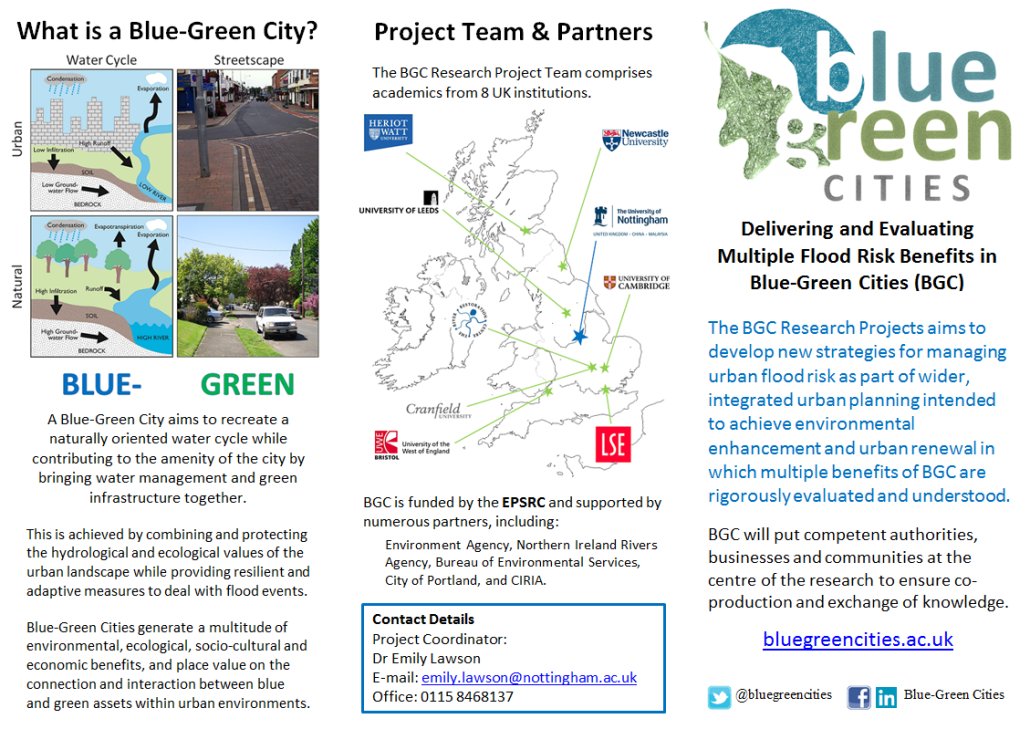 Blue Green Cities leaflet